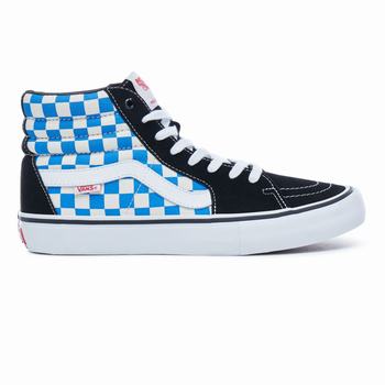 Panske Kotnikove Tenisky Vans Checkerboard Sk8-Hi Pro Čierne Modre VA02ACNPQ